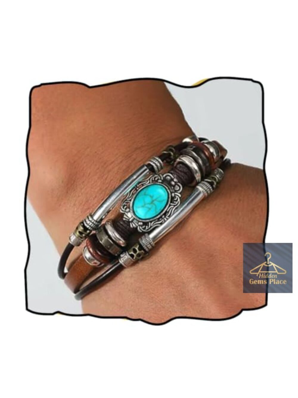Multi-Layer Beaded Leather Wrap Bracelet Stackable Bangle